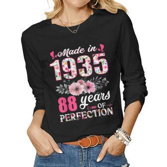 Made In 1935 Floral 88 Year Old 88Th Birthday Women Women Long Sleeve T-shirt | Mazezy