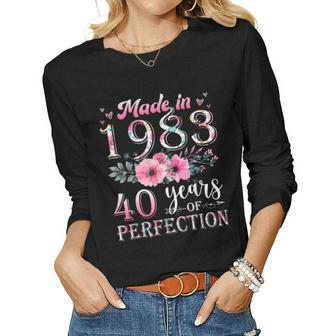 Made In 1983 Floral 40 Year Old 40Th Birthday For Women Women Long Sleeve T-shirt | Mazezy