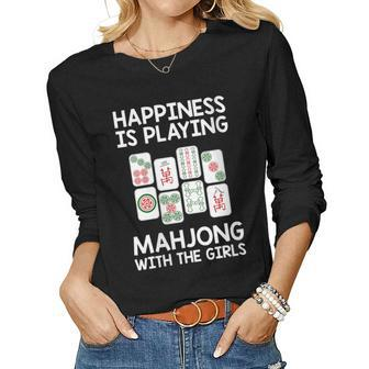 Womens Mahjong Cool Happiness Is Playing Mahjong Girls Women Long Sleeve T-shirt | Mazezy CA