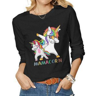 Mamacorn Unicorn Dabbing Costume Mom For Mothers Day Women Graphic Long Sleeve T-shirt - Seseable