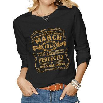 March 1963 60 Year Old 60Th Birthday Vintage 1963 Women Long Sleeve T-shirt | Mazezy