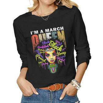 Womens March Birthday Queen Shirts For Women - African Black Girl Women Long Sleeve T-shirt | Mazezy