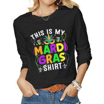 Mardi Gras Outfits Clothes For Mens Womens Kids Toddler V2 Women Graphic Long Sleeve T-shirt - Seseable