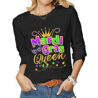 Mardi Gras Queen Crown Parade Costume Party Women Mardi Gras Women Long Sleeve T-shirt | Mazezy