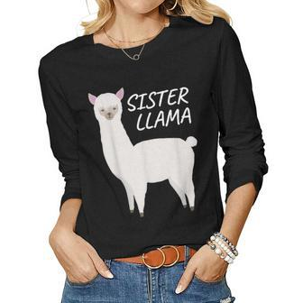 Matching Family Llama Sister Llama For Sis Women Long Sleeve T-shirt | Mazezy