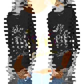 May 1946 75 Year Old Sunflower Floral 75Th Birthday Women Long Sleeve T-shirt | Mazezy