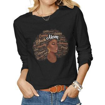Melanin Black Queen Mom African Woman Afro Mother’S Day Women Long Sleeve T-shirt | Mazezy