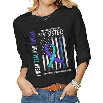 In Memory Of My Sister Suicide Awareness Prevention Flag Women Long Sleeve T-shirt | Mazezy