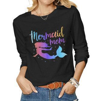 Mermaid Mom Matching Birthday Party Women Long Sleeve T-shirt | Mazezy