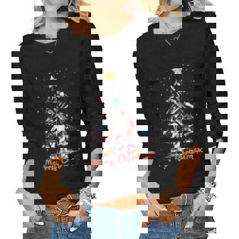 Merry Christmas Barber Tree Christmas Stars In Snow Women Long Sleeve T-shirt | Mazezy