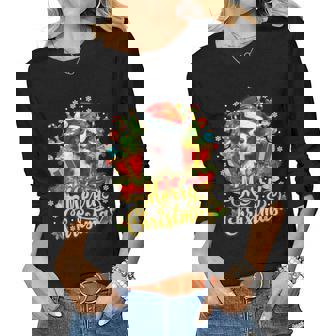 Merry Christmas Border Collie Mom Dad Christmas Women Long Sleeve T-shirt | Mazezy