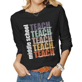 Middle School Teach Middle School Teacher Back To School Women Long Sleeve T-shirt | Mazezy
