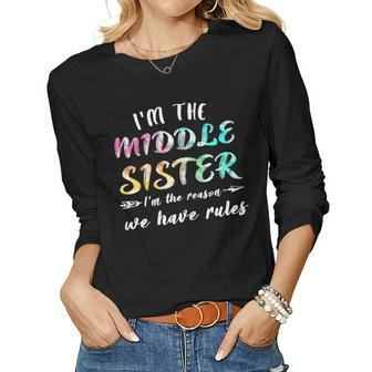 Im The Middle Sister Middle Sister Women Long Sleeve T-shirt | Mazezy