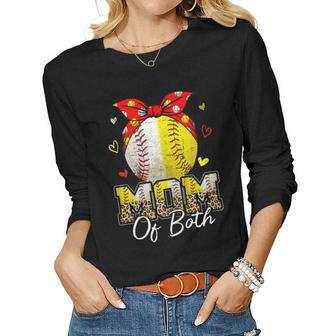 Womens Mom Of Both Baseball And Softball Mom Women Long Sleeve T-shirt | Mazezy