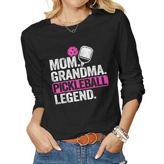 Mom Grandma Pickleball Legend Player Funny Pickle Ball Women Graphic Long Sleeve T-shirt - Seseable