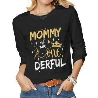 Mommy Of Mr Onederful 1St Birthday First One-Derful Matching Women Graphic Long Sleeve T-shirt - Seseable