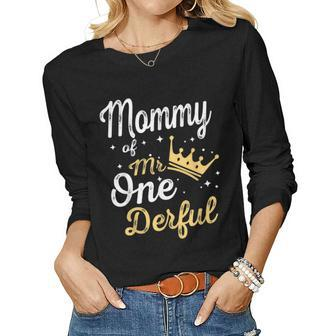 Mommy Of Mr Onederful 1St Birthday One-Derful Matching Women Graphic Long Sleeve T-shirt - Seseable