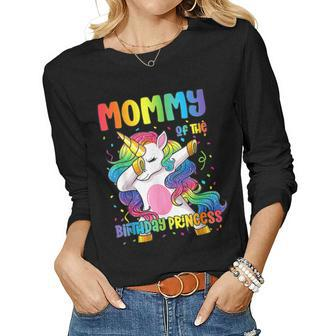 Mommy Of The Birthday Princess Girl Dabbing Unicorn Mom  Women Graphic Long Sleeve T-shirt
