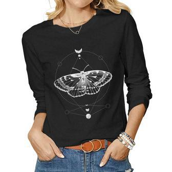 Moon Phase Butterfly - Moon Phase Witchcraft Occult Women Graphic Long Sleeve T-shirt - Seseable
