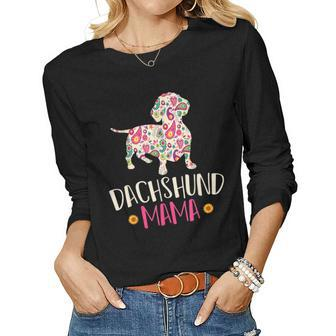 Mothers Day Gift Wiener Mom Weenie Dog Vintage Dachshund Women Graphic Long Sleeve T-shirt - Seseable