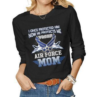 Mothers Day Meaningful Quote Airforce Mom Mommy Mama  Gift For Womens Women Graphic Long Sleeve T-shirt