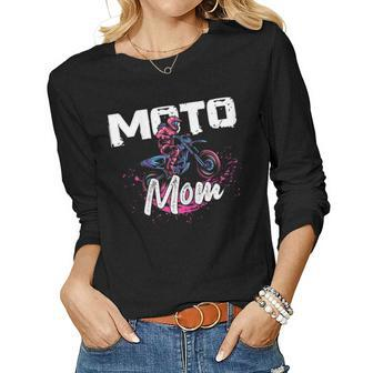 Moto Mom Extreme Sports Dirt Bike Rider Race Biker Offroad Women Long Sleeve T-shirt | Mazezy CA