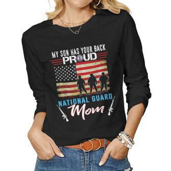 My Son Has Your Back Proud National Guard Mom Army Mom V2 Women Graphic Long Sleeve T-shirt - Seseable