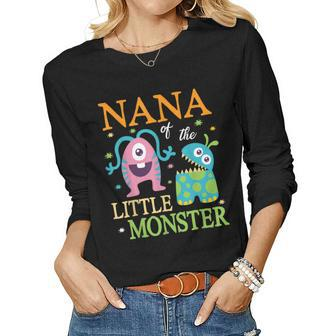 Nana Of The Little Monster Son Daughter Happy Day Shirt Women Long Sleeve T-shirt | Mazezy