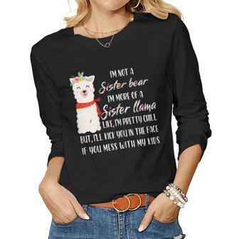 Im Not A Sister Bear Im More Of A Sister Llama Floral Women Long Sleeve T-shirt | Mazezy