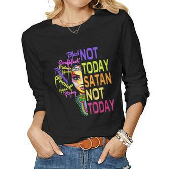 Not Today Satan Tshirt African American Christian Faith Women Long Sleeve T-shirt | Mazezy