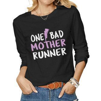 One Bad Mother Runner - Mothers Day Marathon 5K Women Graphic Long Sleeve T-shirt - Thegiftio UK