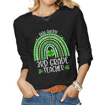 One Lucky 3Rd Grade Teacher Shamrock St Patricks Day Women Graphic Long Sleeve T-shirt - Seseable
