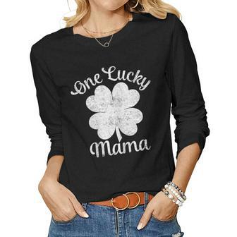 One Lucky Mama Shirt St Patricks Day Shirt For Women Moms Women Long Sleeve T-shirt | Mazezy