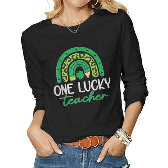 One Lucky Shamrock Teacher St Patrick’S Day Appreciation V4 Women Graphic Long Sleeve T-shirt - Seseable
