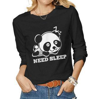 Panda Sleep Nigh Pajamas Pyjamas Nightdress Loungwear Women Graphic Long Sleeve T-shirt - Seseable