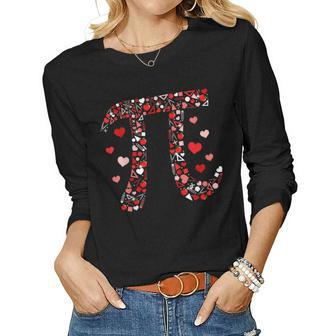 Pi Math Valentine Math Teacher Valentines Day Women Graphic Long Sleeve T-shirt - Seseable