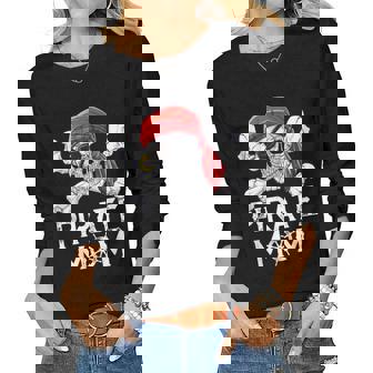 Pirate Mom T Jolly Roger Flag Skull & Crossbones Women Graphic Long Sleeve T-shirt - Thegiftio