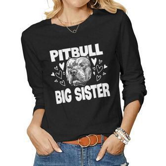 Pit Bull Big Sister Matching Family Dog White Women Long Sleeve T-shirt | Mazezy