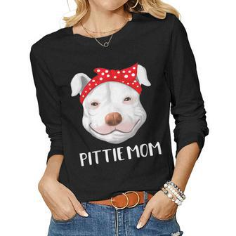 Pitbull Dog Lovers Pittie Mom Mothers Day Pit Bull Women Graphic Long Sleeve T-shirt - Thegiftio UK