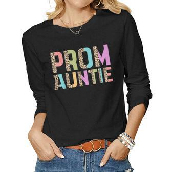 Prom Auntie Squad Leopard Pastel Colors Graphic Women Long Sleeve T-shirt | Mazezy