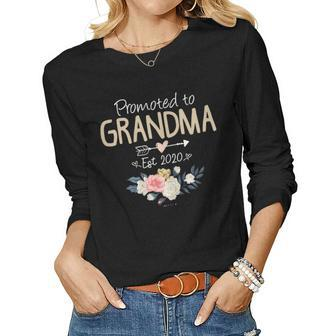 Womens Promoted To Grandma Est 2020 New Grandma Mimi Women Long Sleeve T-shirt | Mazezy