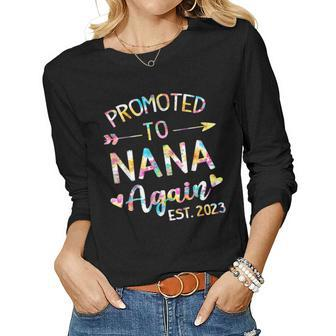 Promoted To Nana Again Est 2023 Flower Grandma Women Long Sleeve T-shirt | Mazezy
