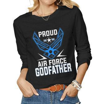 Proud Air Force Godfather Veteran Pride Women Graphic Long Sleeve T-shirt - Seseable