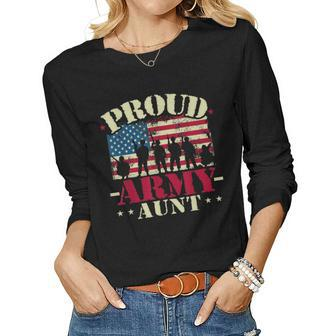 Proud Army Aunt Usa Flag Proud Army National Guard Aunt Women Long Sleeve T-shirt | Mazezy