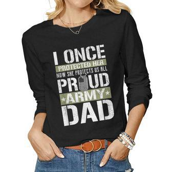 Proud Army Dad Support Military Daughter Women Graphic Long Sleeve T-shirt - Seseable
