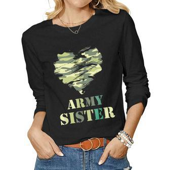 Proud Army Sister - Camouflage Army Sister Women Graphic Long Sleeve T-shirt - Seseable