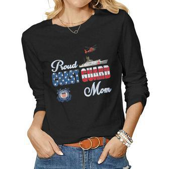 Proud Coast Guard Mom US Coast Guard Veteran Military Women Graphic Long Sleeve T-shirt - Seseable
