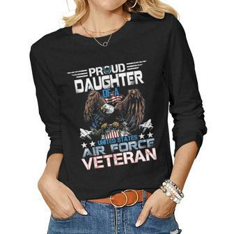 Proud Daughter Of Us Air Force Veteran Patriotic Military V2 Women Graphic Long Sleeve T-shirt - Seseable
