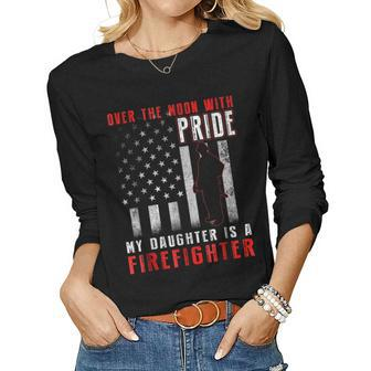 Proud Firefighter Father Mother Pride Patriotic Women Long Sleeve T-shirt | Mazezy