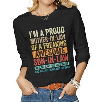Proud Mother In Law From Son In Law Women Mom Funny Women Graphic Long Sleeve T-shirt - Thegiftio UK